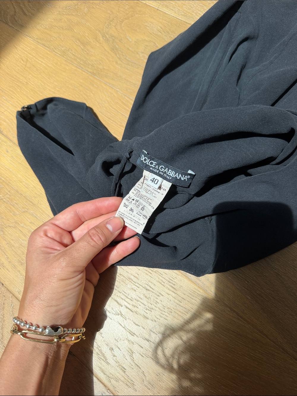 Dolce & Gabbana Black Scoop Neck Silk Top - Picture 2 of 3